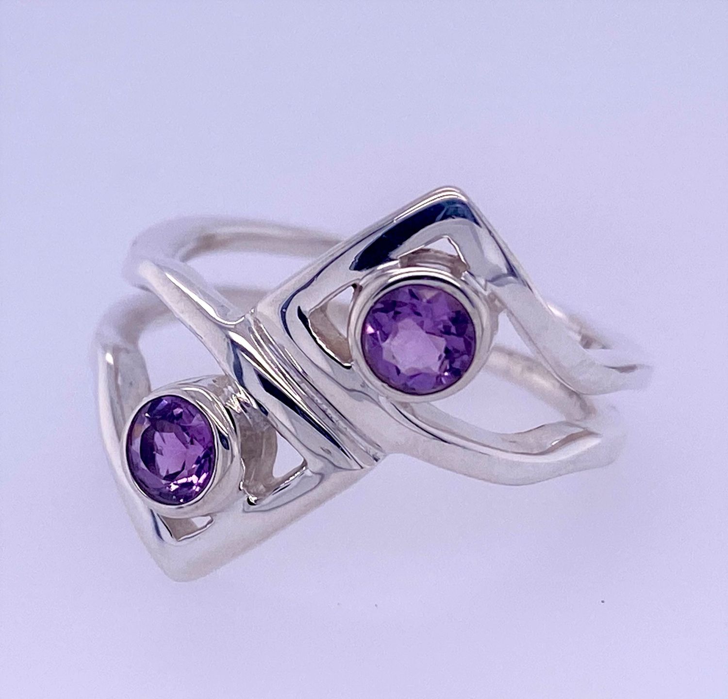 Amethyst Two Moons Ring