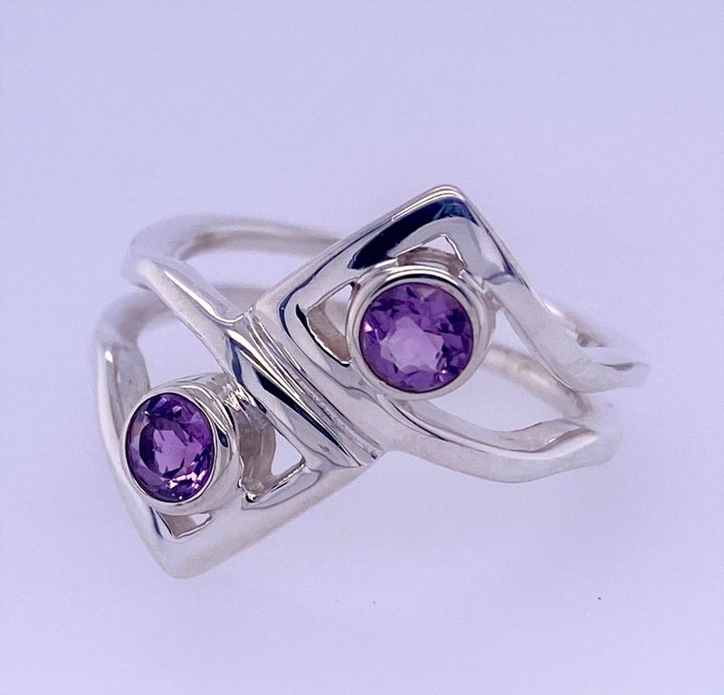 Amethyst Two Moons Ring