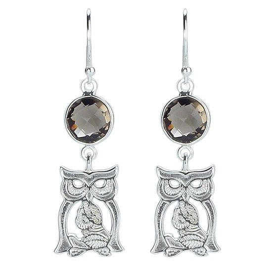Smoky Quartz Owlette Earrings