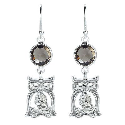 Smoky Quartz Owlette Earrings
