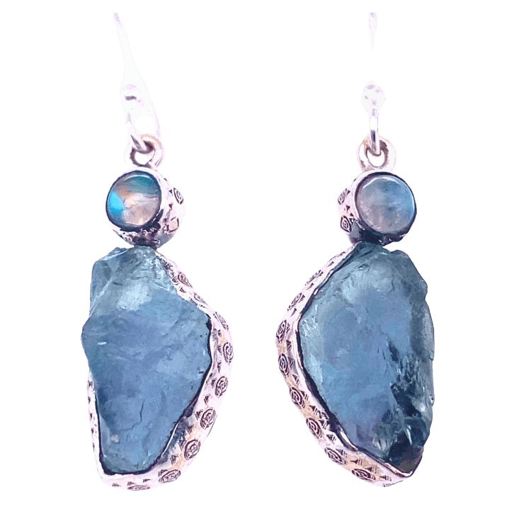 Aquamarine Moonstone True Blue Earrings