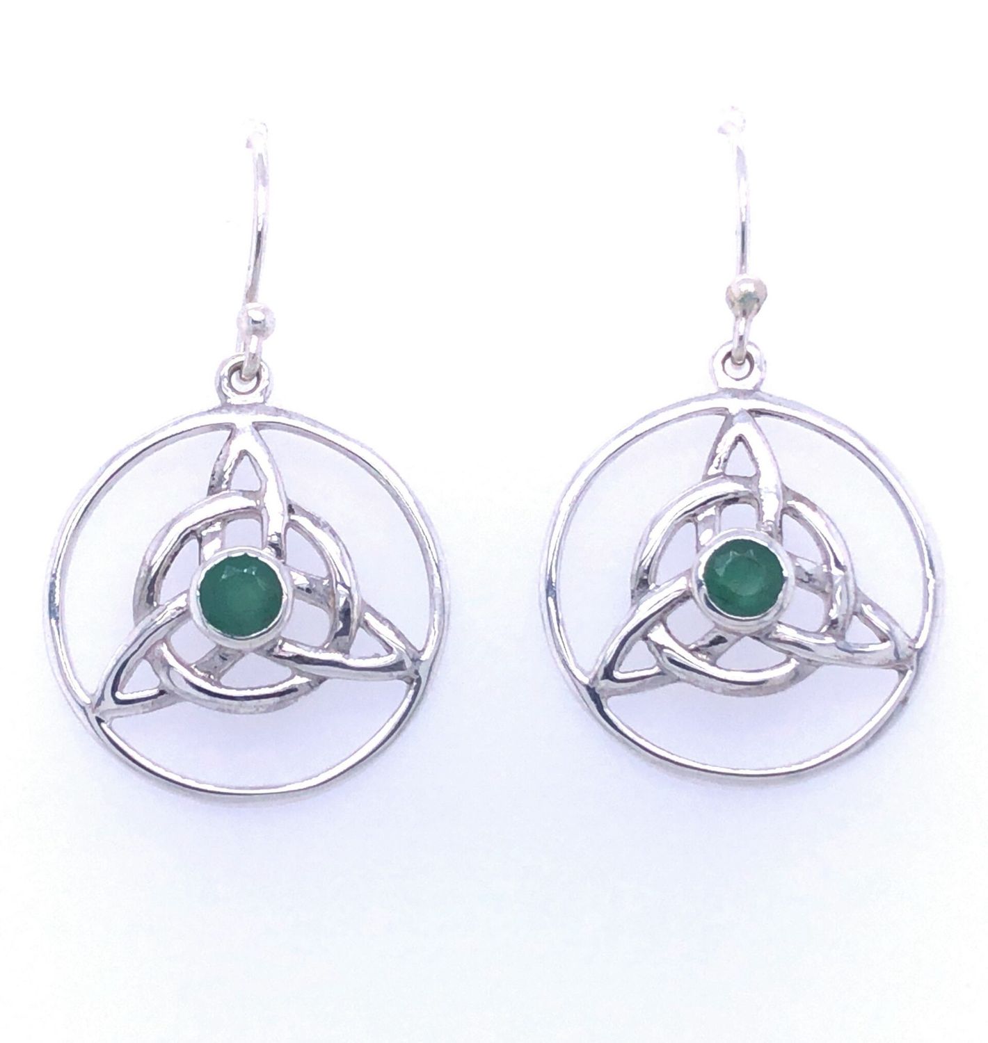 Emerald Celtic Trinity Knot Earrings