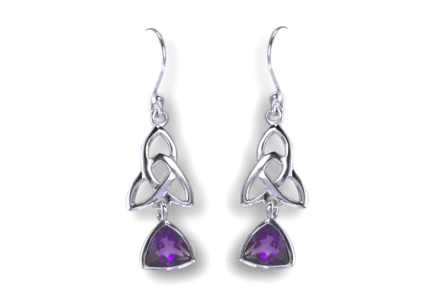 Amethyst Celtic Triquetra Trinity Knot Earrings