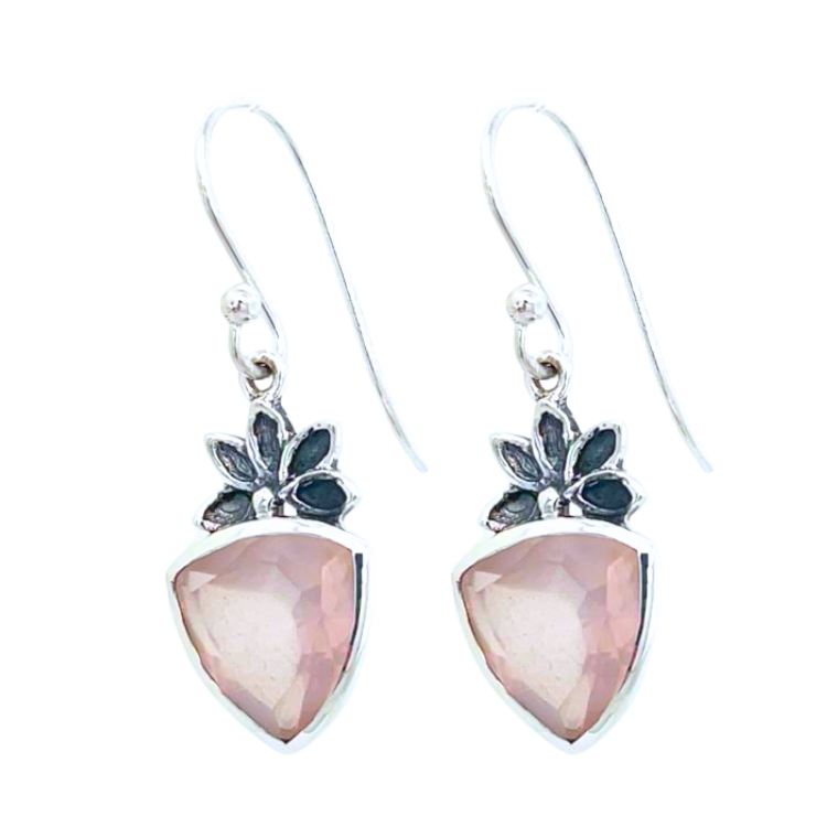 Rose Quartz Lotus Petal Earrings
