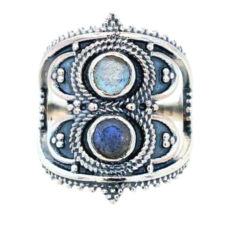 Feldspar Labradorite Moonstone Byzantine Ring