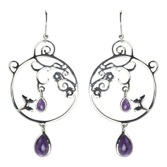 Amethyst Thistle Garden Earrings