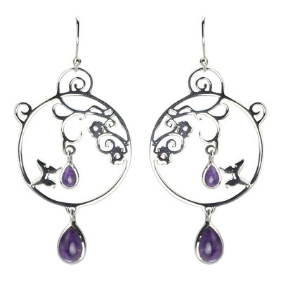 Amethyst Thistle Garden Earrings