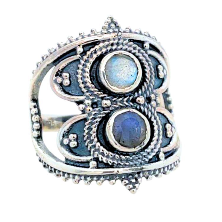 Feldspar Labradorite Moonstone Byzantine Ring