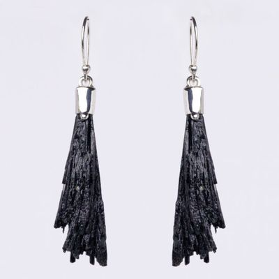 Black Kyanite Wing Earrings