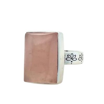 Rose Quartz Lotus Pond Ring