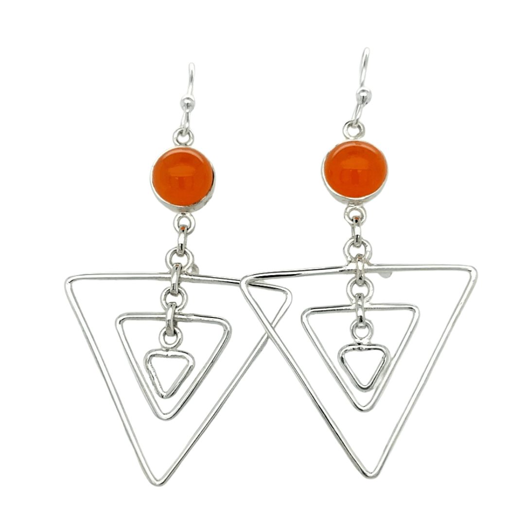 Carnelian Triangle Fun Earrings