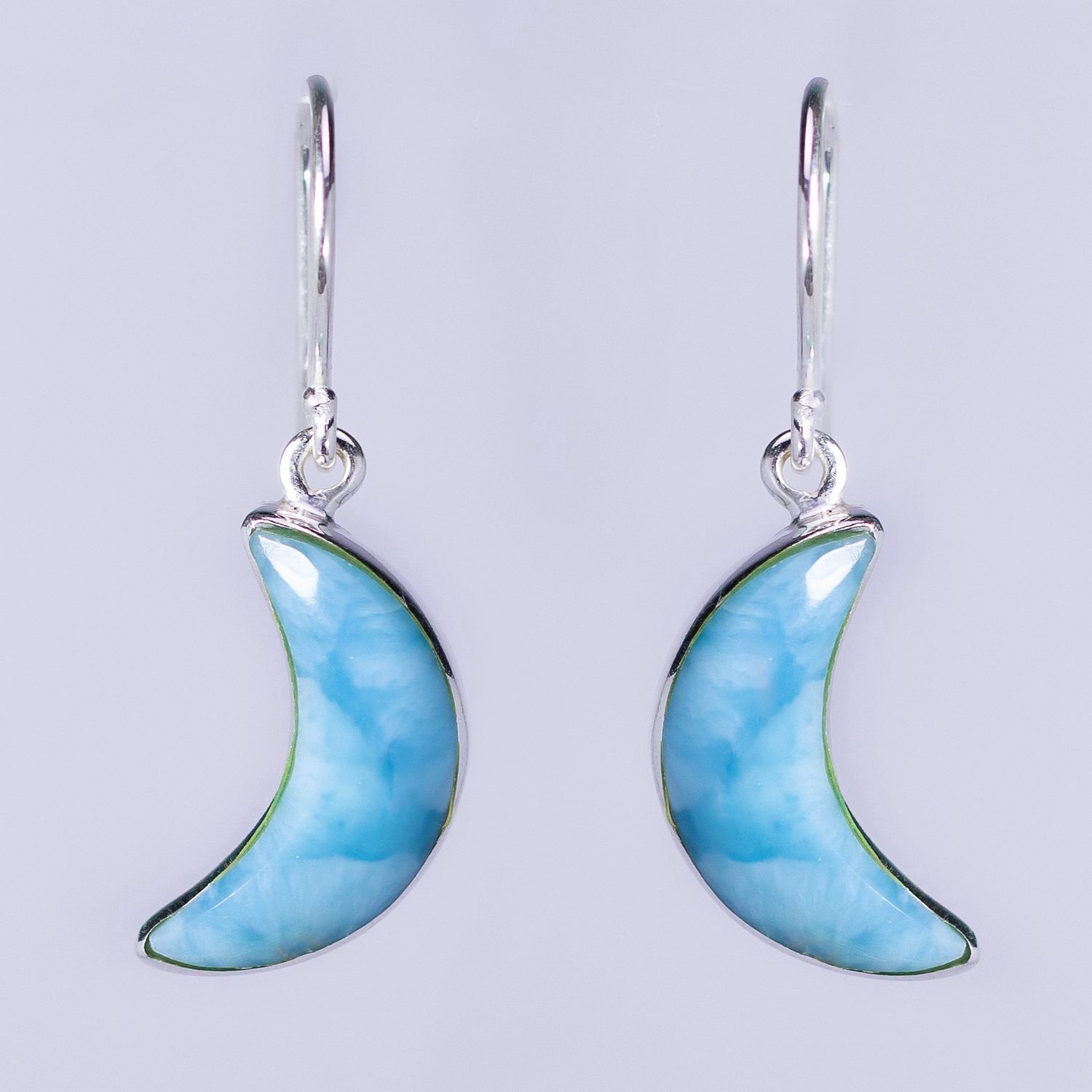 Larimar Crescent Moon Earrings