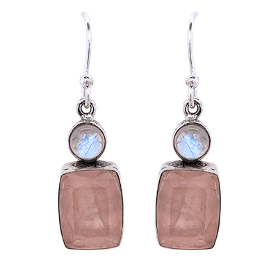 Rose Quartz Moonstone Eclectic Earrings