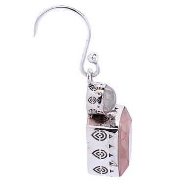 Rose Quartz Moonstone Eclectic Earrings