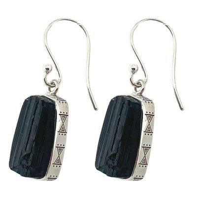 Black Tourmaline Earth Earrings