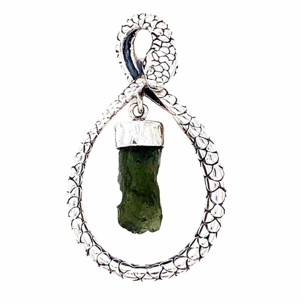 Moldavite Oro Snake Charm Pendant
