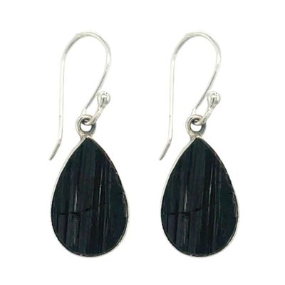 Black Tourmaline Earth Earrings