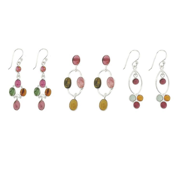 Discount Multi Tourmaline Dressy Earrings 3 Pack