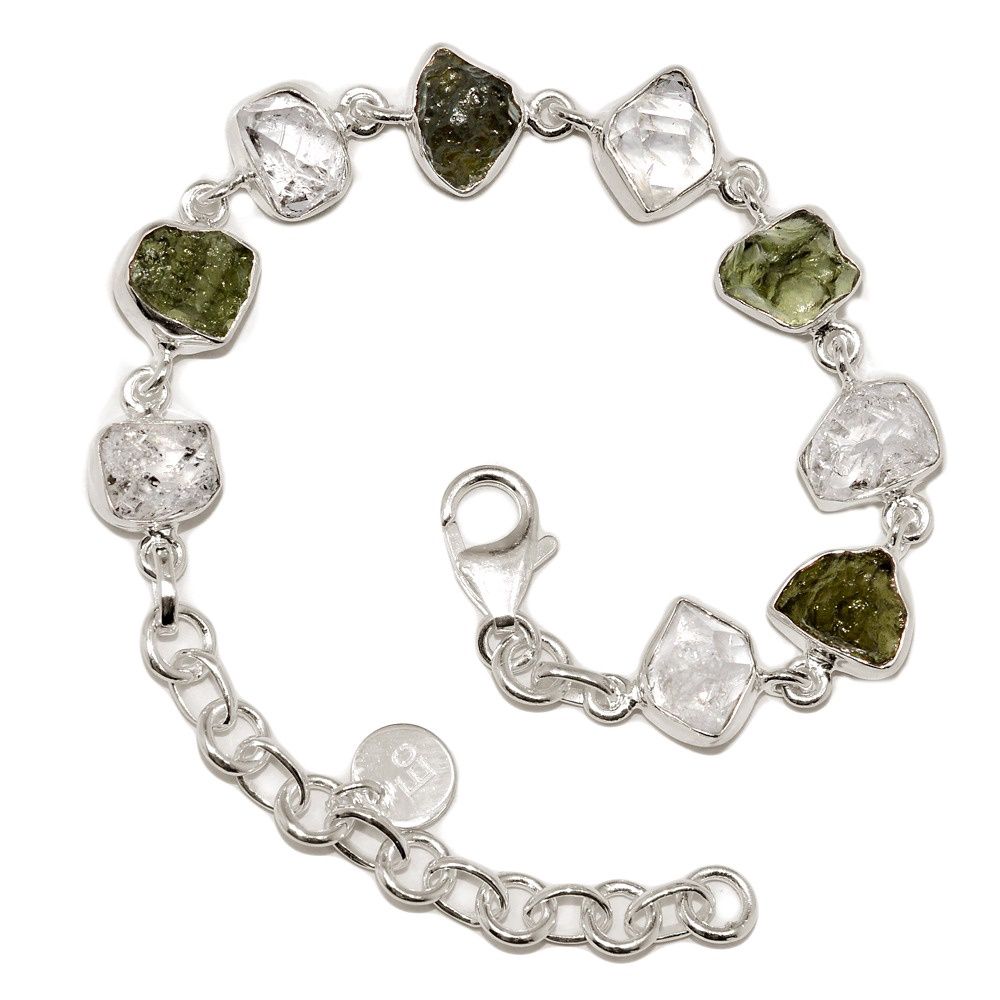 Moldavite Herkimer Diamond Bracelet