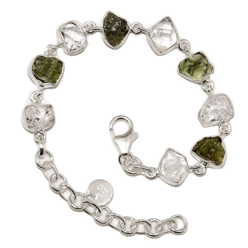 Moldavite Herkimer Diamond Bracelet