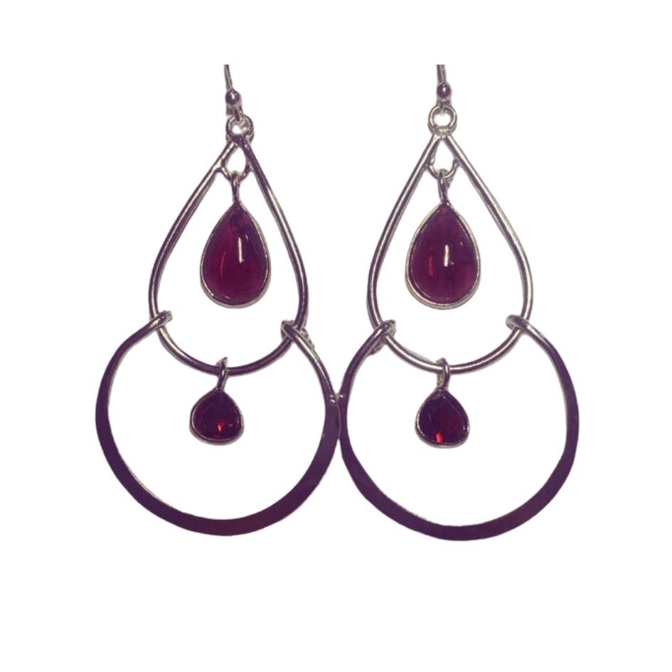 Garnet Boho Swing Earrings