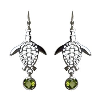 Peridot Turtle Earrings