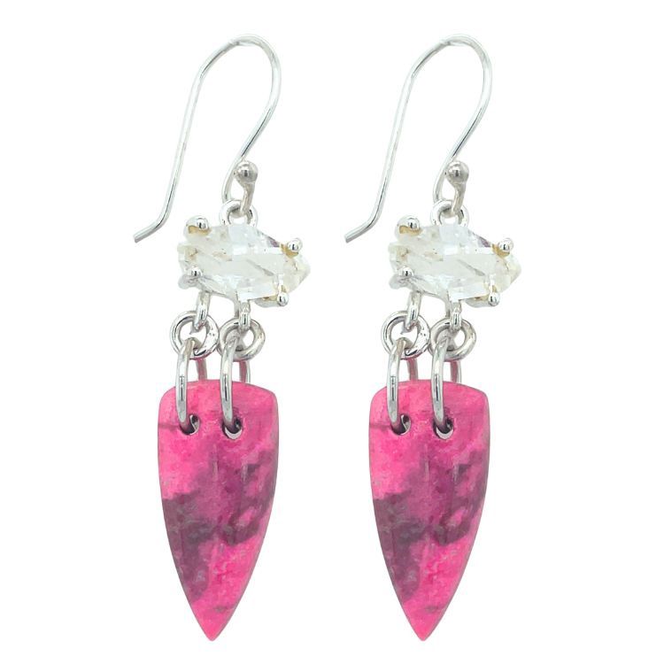 Pink Rosaline Herkimer Diamond Earrings