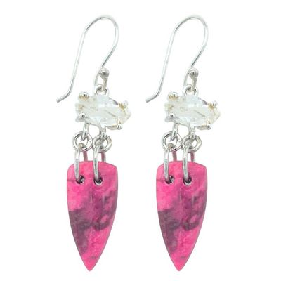Pink Rosaline Herkimer Diamond Earrings