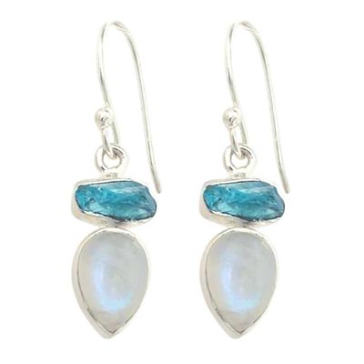 Moonstone Rough Apatite Earrings