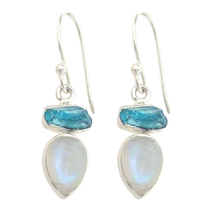 Moonstone Apatite Rough Earrings