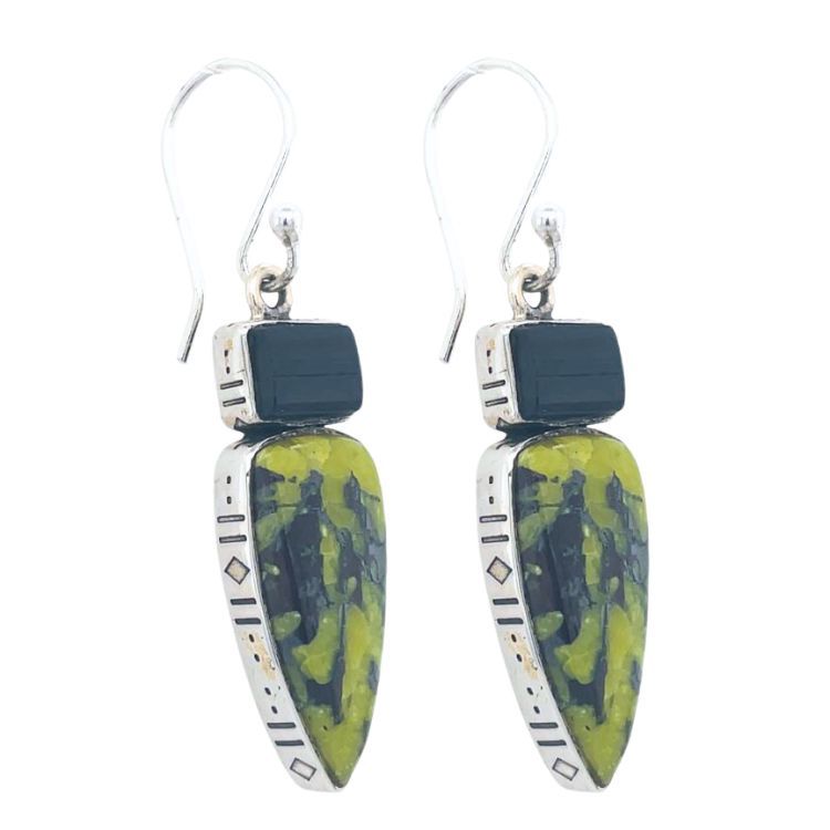 Norwegian Jade Lizardite Serpentine Earrings