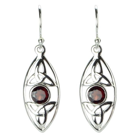Garnet Celtic Triskelion Earrings