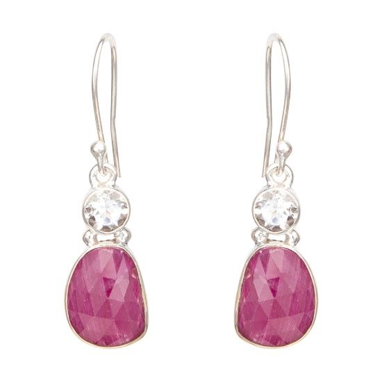 Ruby White Topaz Rouge Earrings
