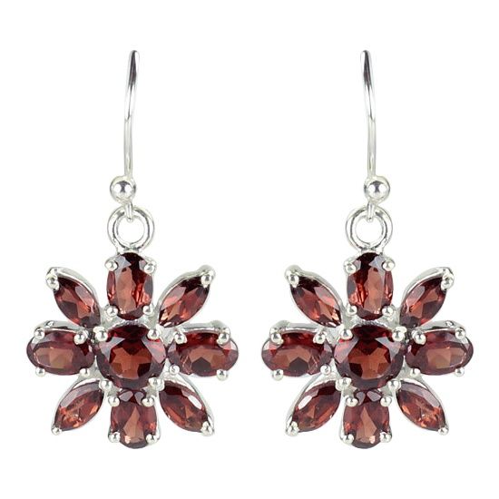 Garnet Flower Petal Earrings
