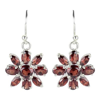 Garnet Flower Petal Earrings