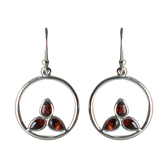 Garnet Circle Earrings