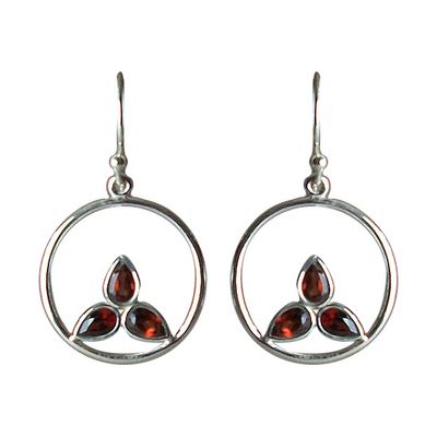 Garnet Circle Earrings