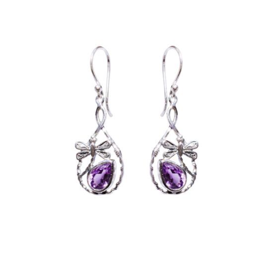 Amethyst Dancing Dragonfly Earrings