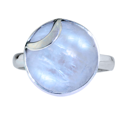 Moonstone Celestial Crescent Moon Ring