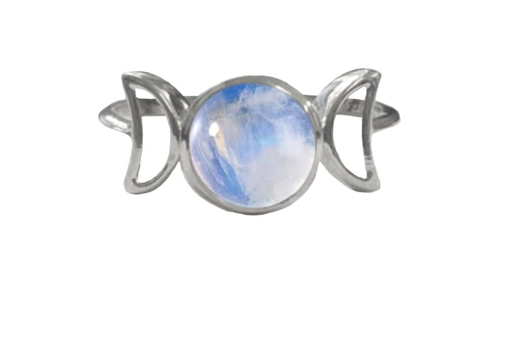 Moonstone Triple Goddess Ring, Ring Size: Size 6