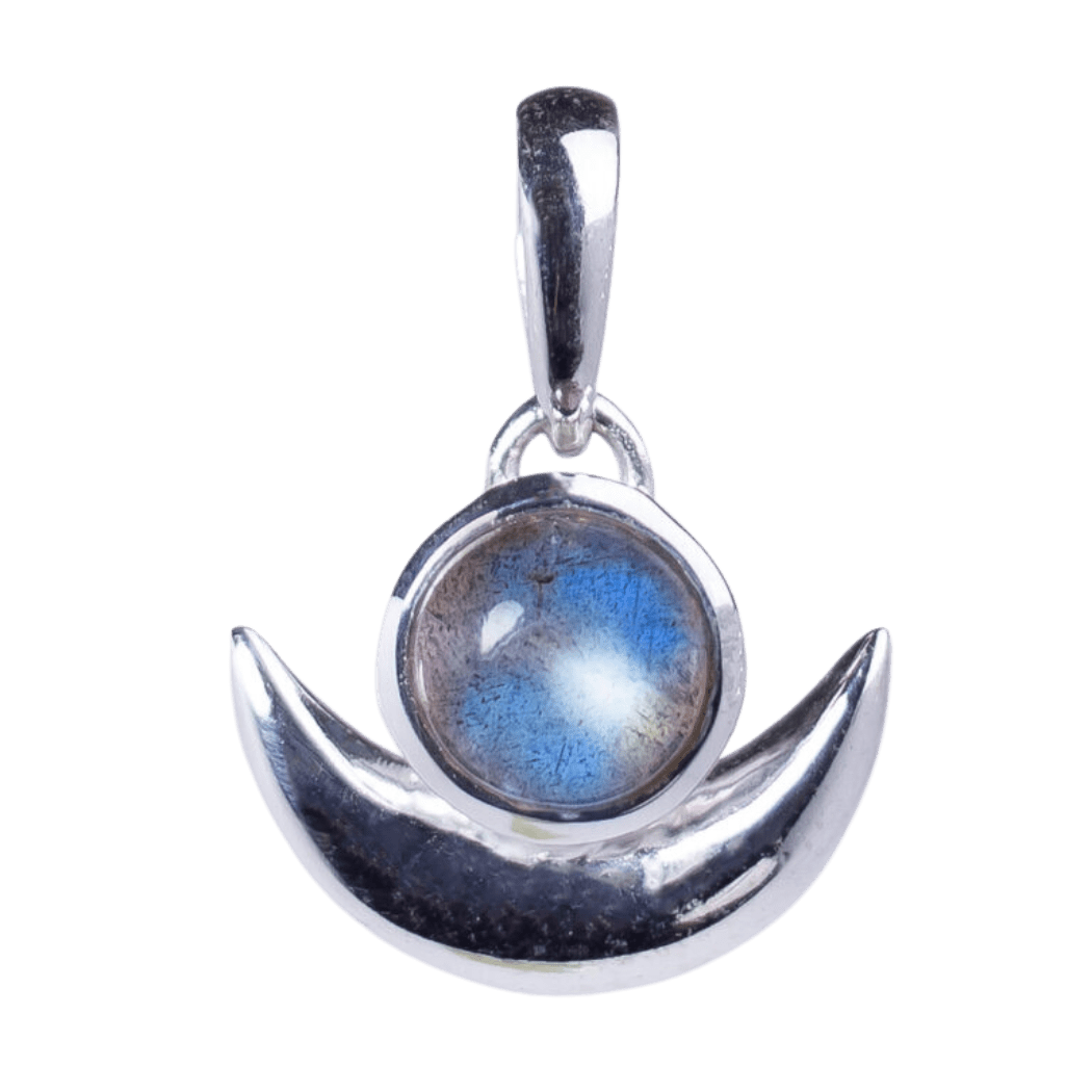 Crescent Moon Goddess Pendant, Stone: Labradorite