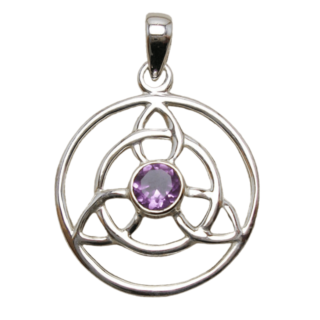 Celtic Triskelion Pendant, Stone: Amethyst