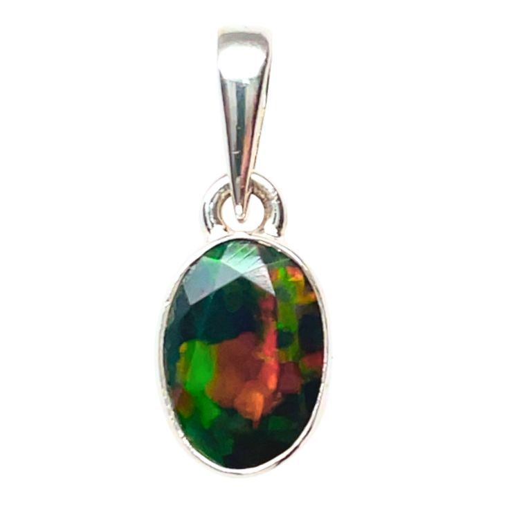 Black Flash Opal Pendant, Shape: Oval
