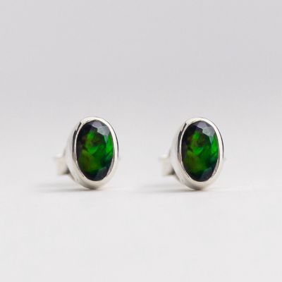 Black Flash Opal Stud Earrings