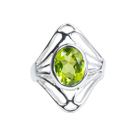 Peridot Shield Ring, Ring Size: Size 6