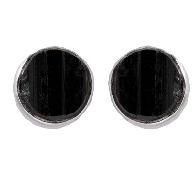 Black Tourmaline Armor Stud Earrings