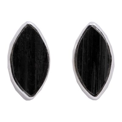 Black Tourmaline Armor Stud Earrings