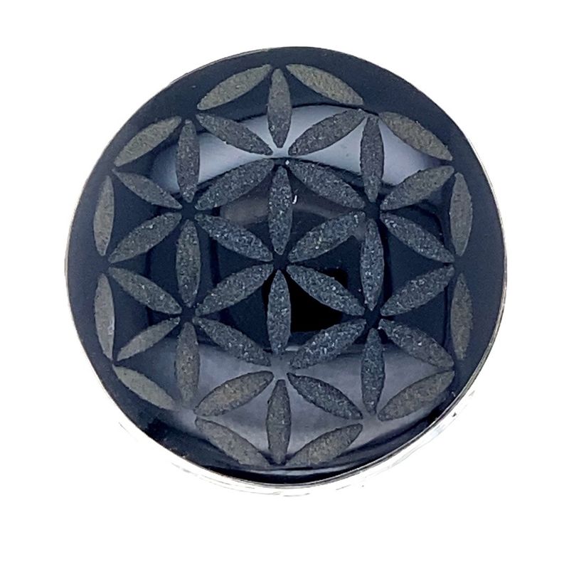 Obsidian Flower Of Life Unisex Ring