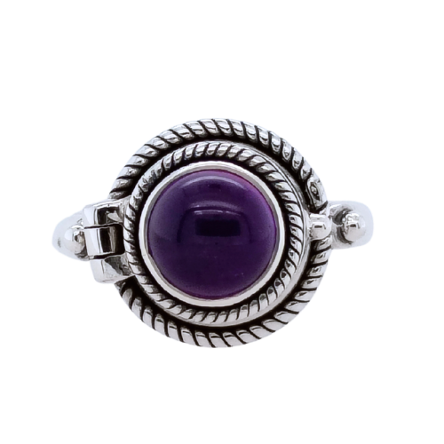 Amethyst Secret Locket Poison Ring