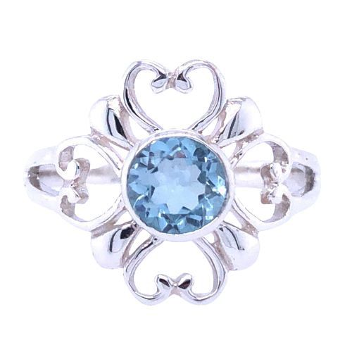 Blue Topaz Poetic Hearts Ring
